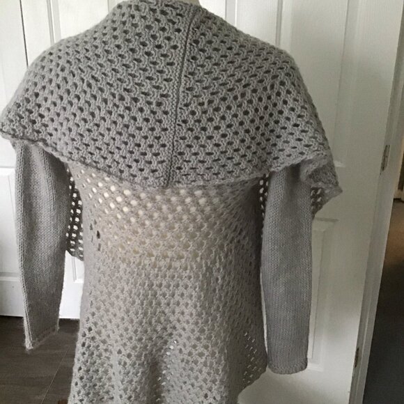 Elsamanda Italy Drape Open Front Cardigan Sweater Size Large Grey Mohair Wool - Picture 4 of 7